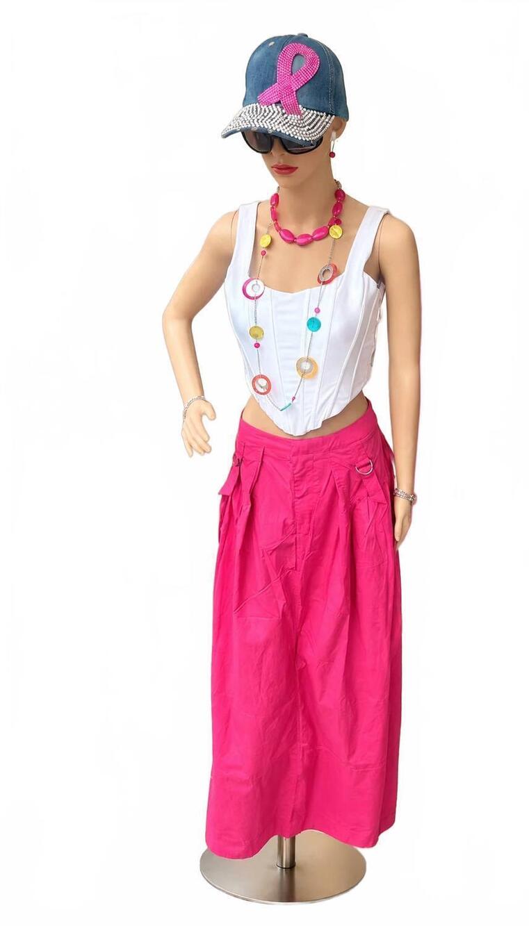 NEW EE:SOME flair maxi skirt in fuchsia
